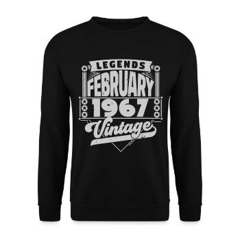 Vintage-Geburtstag Februar 1967, Februar 1967. - Unisex Pullover - Schwarz - Vorne - Alina (178cm) & Michal (187cm)