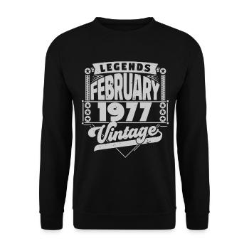 Vintage Anniversaire février 1977, Février 1977. - Sweat-shirt Unisexe - noir - Devant - Alina (178cm) & Michal (187cm)