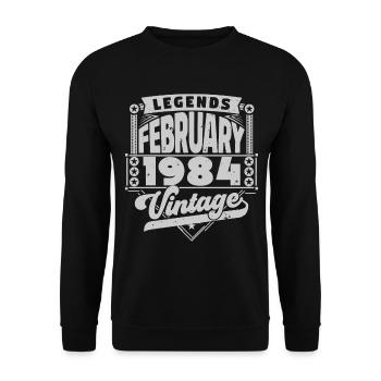 Vintage Anniversaire février 1984, Février 1984. - Sweat-shirt Unisexe - noir - Devant - Alina (178cm) & Michal (187cm)