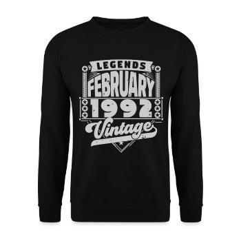 Vintage Birthday February 1992, February 1992. - Unisex Sweatshirt - black - Front - Alina (178cm) & Michal (187cm)