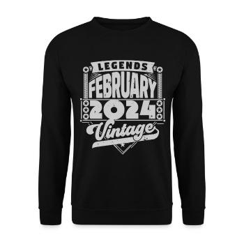 Vintage Anniversaire février 2024, Février 2024. - Sweat-shirt Unisexe - noir - Devant - Alina (178cm) & Michal (187cm)