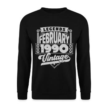 Vintage Anniversaire février 1990, Février 1990. - Sweat-shirt Unisexe - noir - Devant - Alina (178cm) & Michal (187cm)
