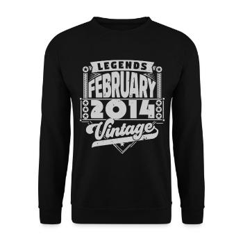 Jahrgang Geburtstag Februar 2014, Februar 2014. - Unisex Pullover - Schwarz - Vorne - Alina (178cm) & Michal (187cm)