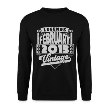 Vintage Anniversaire février 2013, Février 2013. - Sweat-shirt Unisexe - noir - Devant - Alina (178cm) & Michal (187cm)
