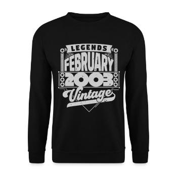 Jahrgang Geburtstag Februar 2003, Februar 2003. - Unisex Pullover - Schwarz - Vorne - Alina (178cm) & Michal (187cm)