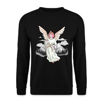 Mountains, Alps, Angels, Lucky Charms, Mountaineers, Alm - Unisex Sweatshirt - black - Front - Alina (178cm) & Michal (187cm)
