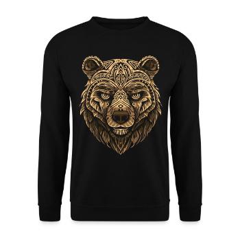 Bear Emblem - Unisex Pullover - Schwarz - Vorne - Alina (178cm) & Michal (187cm)
