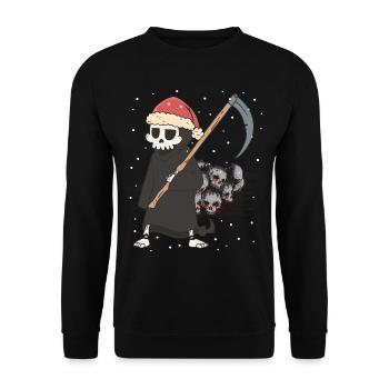 Tod Sensenmann Weihnachtsmann Horror tödlich xmas - Unisex Pullover - Schwarz - Vorne - Alina (178cm) & Michal (187cm)