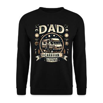 Vatertag DAD the Caravan Legend Papa Vater - Unisex Pullover - Schwarz - Vorne - Alina (178cm) & Michal (187cm)