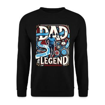 Vatertag DAD the Runner Legend Papa - Unisex Pullover - Schwarz - Vorne - Alina (178cm) & Michal (187cm)