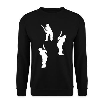 Cricket Silhouette Cricket Player Silhouettes Cric - Unisex Pullover - Schwarz - Vorne - Alina (178cm) & Michal (187cm)