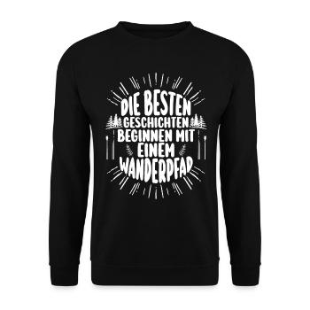 Wanderer Bergwandern Bergklettern Wandern - Unisex Pullover - Schwarz - Vorne - Alina (178cm) & Michal (187cm)