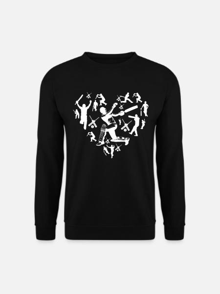 Cricketing Silhouette Cricket Heart Cricket Player - Unisex Sweatshirt - black