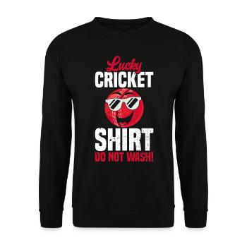 Lucky Cricket Shirt Do Not Wash - Funny Cricket Qu - Unisex Pullover - Schwarz - Vorne - Alina (178cm) & Michal (187cm)