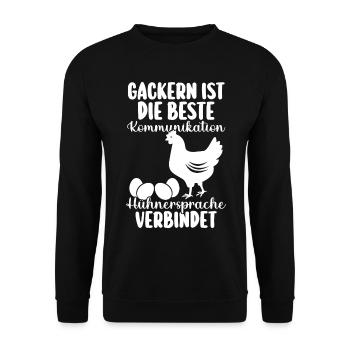 Huhn Bauer Bauernhof Küken Landwirt Hühner - Unisex Pullover - Schwarz - Vorne - Alina (178cm) & Michal (187cm)