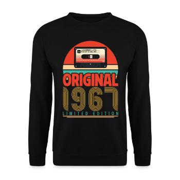 Jahrgang 1967 Jubiläumsgeschenk. Retro 1967. - Unisex Pullover - Schwarz - Vorne - Alina (178cm) & Michal (187cm)