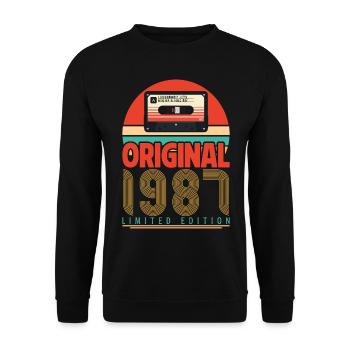 Cadeau Anniversaire Vintage 1987. Rétro 1987. - Sweat-shirt Unisexe - noir - Devant - Alina (178cm) & Michal (187cm)