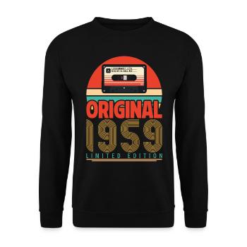 Jahrgang 1959 Jubiläumsgeschenk. Retro 1959. - Unisex Pullover - Schwarz - Vorne - Alina (178cm) & Michal (187cm)
