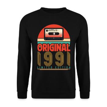 Vintage 1991 Geburtstagsgeschenk. Retro 1991. - Unisex Pullover - Schwarz - Vorne - Alina (178cm) & Michal (187cm)