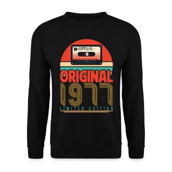 Cadeau Anniversaire Vintage 1977. Rétro 1977. - Sweat-shirt Unisexe - noir - Devant - Alina (178cm) & Michal (187cm)