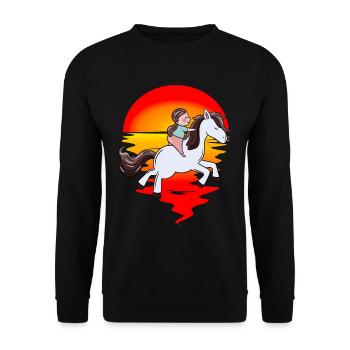 Rider, Horse, Children, Sunset, Ride, Steed - Unisex Sweatshirt - black - Front - Alina (178cm) & Michal (187cm)