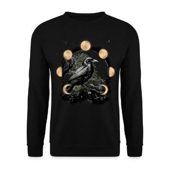 Dark Raven Crow Magic Moon Horror Halloween - Unisex Sweatshirt - black - Front - Alina (178cm) & Michal (187cm)