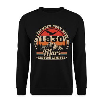 Birthday gift born in March 1930 - Unisex Sweatshirt - black - Front - Alina (178cm) & Michal (187cm)