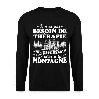 J'ai juste besoin d'aller à la Montagne Humour - Sweat-shirt Unisexe - noir - Devant - Alina (178cm) & Michal (187cm)