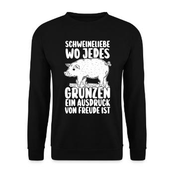 Schwein Schweinebauer Bauernhof Schweine - Unisex Pullover - Schwarz - Vorne - Alina (178cm) & Michal (187cm)
