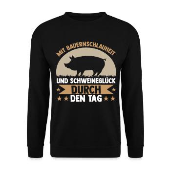 Schwein Schweinebauer Bauernhof Schweine - Unisex Pullover - Schwarz - Vorne - Alina (178cm) & Michal (187cm)