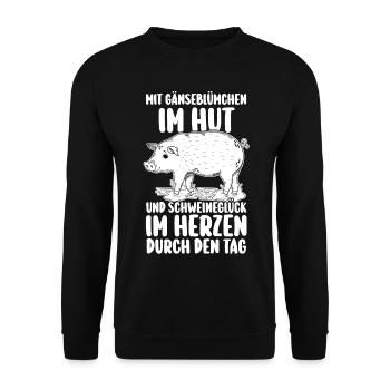 Schwein Schweinebauer Bauernhof Schweine - Unisex Pullover - Schwarz - Vorne - Alina (178cm) & Michal (187cm)
