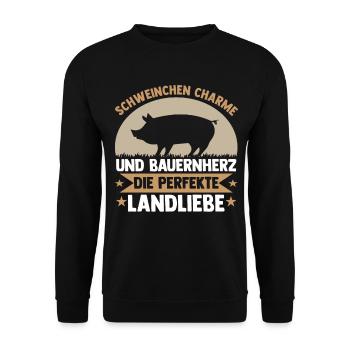 Schwein Schweinebauer Bauernhof Schweine - Unisex Pullover - Schwarz - Vorne - Alina (178cm) & Michal (187cm)