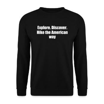 Wandern - Explore. Discover. Hike the American - Unisex Pullover - Schwarz - Vorne - Alina (178cm) & Michal (187cm)