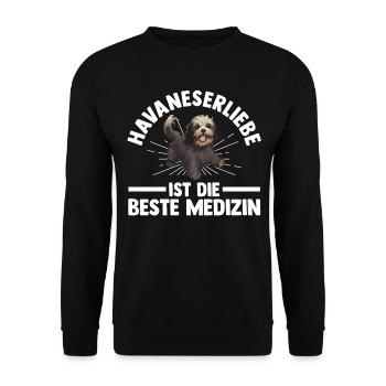 Hund Havaneser - Unisex Pullover - Schwarz - Vorne - Alina (178cm) & Michal (187cm)