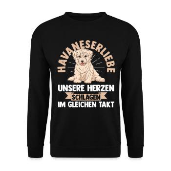Hund Havaneser - Unisex Pullover - Schwarz - Vorne - Alina (178cm) & Michal (187cm)