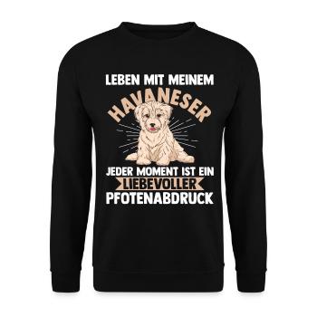 Hund Havaneser - Unisex Pullover - Schwarz - Vorne - Alina (178cm) & Michal (187cm)