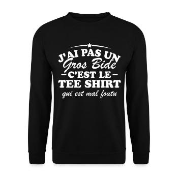 J'ai pas un gros bide - Sweat-shirt Unisexe - noir - Devant - Alina (178cm) & Michal (187cm)