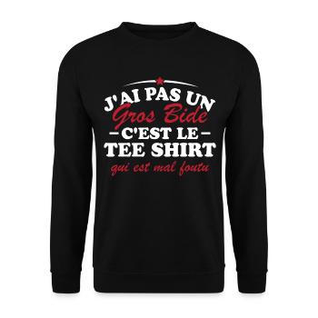 J'ai pas un gros bide - Sweat-shirt Unisexe - noir - Devant - Alina (178cm) & Michal (187cm)