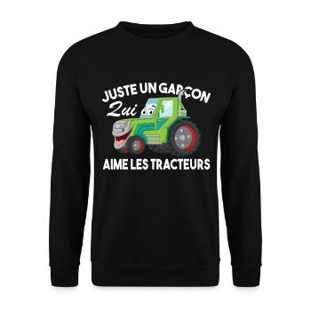 Juste Un Garçon Qui Aime Les Tracteurs Agriculteur - Sweat-shirt Unisexe - noir - Devant - Alina (178cm) & Michal (187cm)