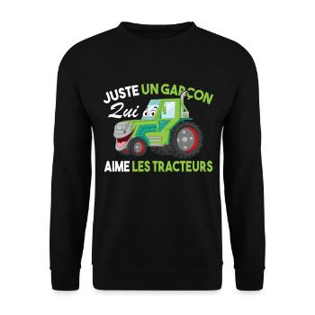 Juste Un Garçon Qui Aime Les Tracteurs Agriculteur - Sweat-shirt Unisexe - noir - Devant - Alina (178cm) & Michal (187cm)
