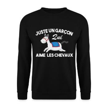 Juste un garçon qui aime les chevaux - Sweat-shirt Unisexe - noir - Devant - Alina (178cm) & Michal (187cm)