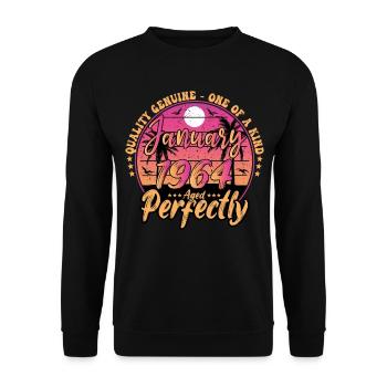 January 1964 Birthday 1964 January 1964 - Unisex Sweatshirt - black - Front - Alina (178cm) & Michal (187cm)