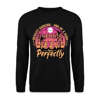 January 1951 Birthday 1951 January 1951 - Unisex Sweatshirt - black - Front - Alina (178cm) & Michal (187cm)