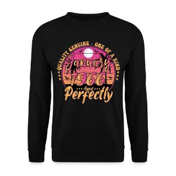 January 1966 Birthday 1966 January 1966 - Unisex Sweatshirt - black - Front - Alina (178cm) & Michal (187cm)