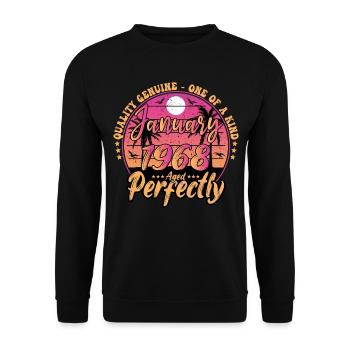 January 1968 Birthday 1968 January 1968 - Unisex Sweatshirt - black - Front - Alina (178cm) & Michal (187cm)