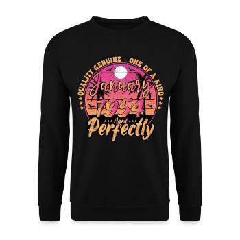 January 1954 Birthday 1954 January 1954 - Unisex Sweatshirt - black - Front - Alina (178cm) & Michal (187cm)