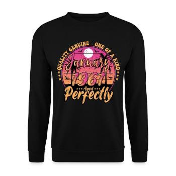 January 1961 Birthday 1961 January 1961 - Unisex Sweatshirt - black - Front - Alina (178cm) & Michal (187cm)