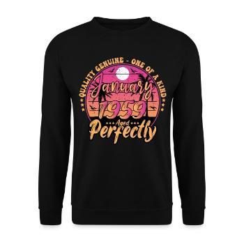 January 1959 Birthday 1959 January 1959 - Unisex Sweatshirt - black - Front - Alina (178cm) & Michal (187cm)