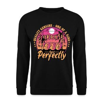 Janvier 1980 anniversaire 1980 Janvier 1980 - Sweat-shirt Unisexe - noir - Devant - Alina (178cm) & Michal (187cm)