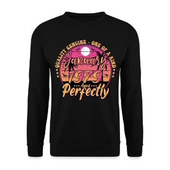 January 1979 birthday 1979 January 1979 - Unisex Sweatshirt - black - Front - Alina (178cm) & Michal (187cm)